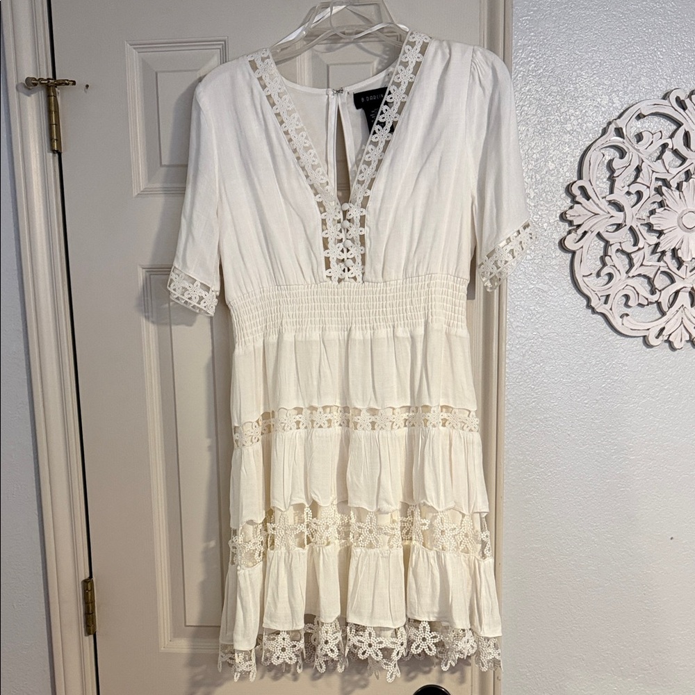 B Darlin Cream Lace Midi Dress